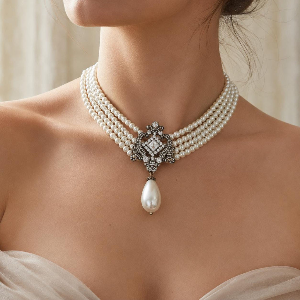 Baroque Pearl Necklace Four Strand Pearl Necklace