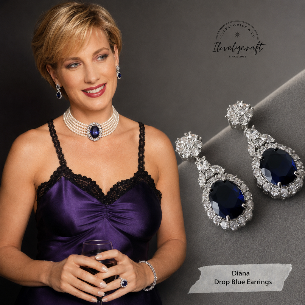 Princess Diana Pearl Choker Necklace | Blue Sapphire Royal Jewelry